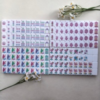 Coffrets Cadeaux de Mahjong en Gros pour Magasins de Détail avec Emballage Cadeau – Tuiles de Mahjong en Acrylique de Luxe Motif Marbre Côte Tropicale Flamant Rose
