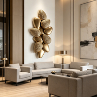Décoration Murale Abstraite en Métal Doré Façon Galet, en Aluminium Coulé, Taille Personnalisée, pour Villa, Hôtel, Usine, Fournisseur en Gros