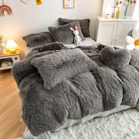 Luxe Shaggy Flanell chaud vison velours cristal velours literie couleur unie housse de couette ensembles pour l'automne hiver