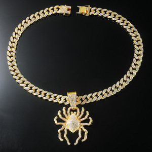 Collar de araña chapado en oro y plata, popular y de gran venta, colgante de animal, joyería de moda para hombre, venta al por mayor - Product Image 1