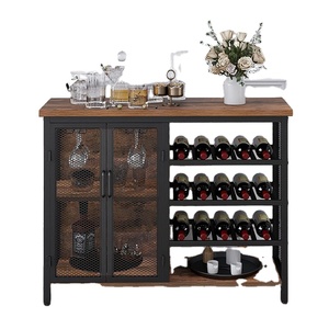 Modern Design Living Room Bar Cabinet Wooden Storage Cabinet 5 Layers Wine Rack Metal Wine Storage Cabinet