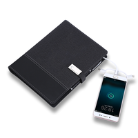 Carnet de notes en cuir 2026 avec reliure cousue, batterie externe, chargeur sans fil, clé USB 8 Go et lampe de lecture intégrée pour articles souvenirs