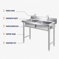 Évier de cuisine en acier inoxydable 304 avec drain invisible, design dissimulé, finition brossée mate, résistance à la corrosion, look moderne
