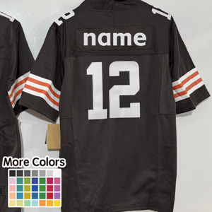 Jersey Sepak Bola Amerika Gaya Cleveland Browns Kustom Berkualitas Tinggi Jahitan Rapi # 2 # 4 # 13 # 24 # 95 Nomor Nama Seragam Olahraga Poliester - Product Image 1