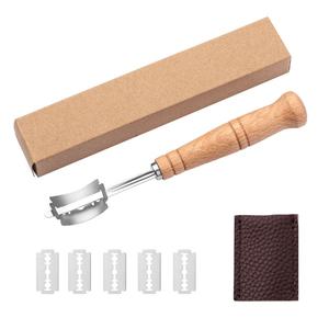 Couteau à grigner le pain au levain avec manche en bois et 5 lames – Outil de pâtissier pour grigner la pâte - Product Image 4