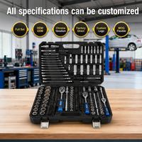 Ensemble d'outils de réparation automobile professionnels OEM de 216 pièces, clés à cliquet en acier au chrome-vanadium durable, douilles, mallette rigide