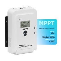 Contrôleur de charge solaire MPPT 30A 60A automatique 12V/24V max PV 100V, efficacité 98%, certifié CE pour batterie lithium, système solaire domestique et VR