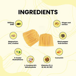 Complément alimentaire sans sucre à saveur citron pour le soutien du foie et la récupération après une gueule de bois, sous marque privée OEM, avec 1000 mg de <span class=keywords><strong>DHM</strong></span> et multi-vitamines - Product Image 2