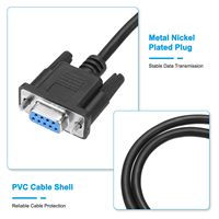 Cable Serial RS232 DB9 Hembra a Hembra Profesional de 1m con Cubierta de PVC de Alta Calidad para Conexión Cruzada en Kits CNC PLC