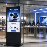 Kios Digital Totem Interaktif Layar Sentuh 43 Inci 4K, Pemutar Iklan Animasi, CMS Berbasis Cloud, untuk Lift, Lobi Bank