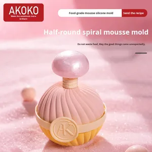AKOKO6 <span class=keywords><strong>Pâtisserie</strong></span> Française Spirale Boule <span class=keywords><strong>Cercle</strong></span> Demi-Ronde Moule en Silicone Outil de Cuisson pour Mousse Gâteau Gâteau Outils - Product Image 2
