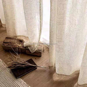 Rideau en polyester de style <span class=keywords><strong>japonais</strong></span> Wabi-Sabi, texture de <span class=keywords><strong>lin</strong></span> <span class=keywords><strong>naturel</strong></span>, pour la décoration du salon et de la chambre à coucher, draperies transparentes - Product Image 4