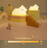 Haute qualité Kawaii rouge Panda LED lampe de nuit fonction de synchronisation Respirer Mode Rechargeable Silicone mignon Animal veilleuse pour les enfants