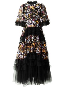 <span class=keywords><strong>Abito</strong></span> da Sera <span class=keywords><strong>Lungo</strong></span> Taglie Forti 2025 Autunno Donna, Ricamo Floreale Paillettato All-Over, Maniche Svasate, Balze <span class=keywords><strong>a</strong></span> Cascata, Vestito <span class=keywords><strong>Lungo</strong></span> 4XL - Product Image 1