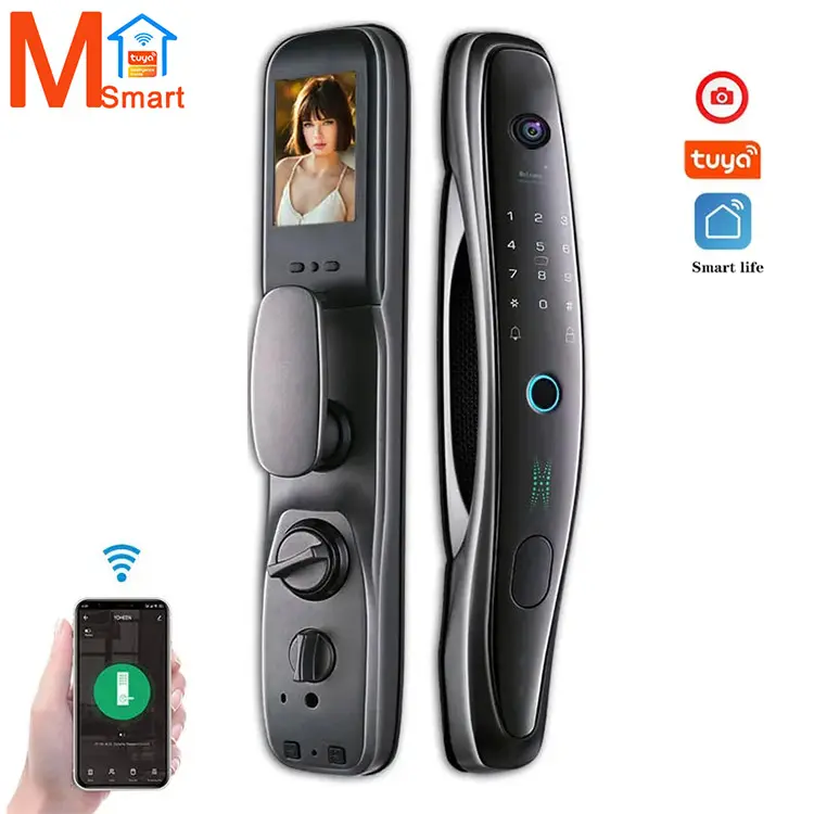 Tuya Smart Life 3D Face Door Lock Face Segurança & Camera Impressão Digital Inteligente Senha Biométrico Eletrônico Bloqueio Inteligente