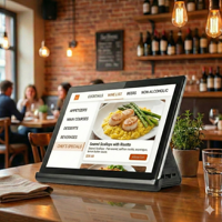 Support de bureau en forme de L pour tablette Android professionnelle OEM de 10 pouces, menu numérique pour restaurant