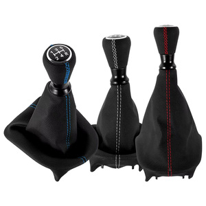 Poignée de levier de vitesses pour <span class=keywords><strong>Peugeot</strong></span> 207 <span class=keywords><strong>307</strong></span> 406 Citroën C3 C4 C5, en <span class=keywords><strong>cuir</strong></span> cousu noir, rouge, bleu, blanc - Product Image 1