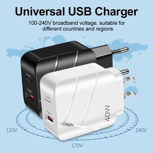 40W 2 PD QC Fast Charger 2 Port <b>5V</b> 3A USB C Type C Phone Charger Wall Quick Travel Charger Adaptor for Mobile - Product Image 5