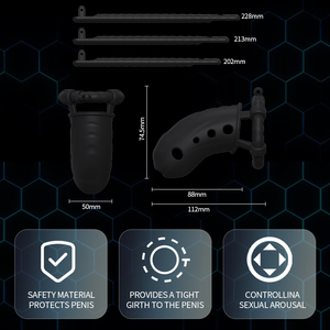 Ultimo Design in Silicone di SEXBAY, Abbinabile a Gabbia di Castità, Gabbia per Pene Maschile con Lucchetto in Metallo in Diverse Misure per Pelle Morbida - Product Image 3