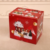 Boîte à musique multifonctionnelle avec décorations rotatives en résine de Noël Ornements de cadeaux de Noël pour la décoration de bureau des fêtes
