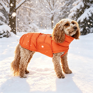 Manteau rembourré vert pour chien, veste chaude d'hiver pour chiens, style classique, matériau en polyester, vêtements pour animaux de compagnie de couleur unie - Product Image 4