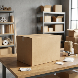 Caja de Envío Plana Resistente de Cartón Kraft Corrugado de Doble Pared Ecológica para Almacenamiento, Logística y Embalaje - Product Image 1