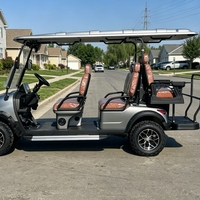 Voiturette de golf électrique personnalisée 6 places, batterie lithium, homologuée route, buggy tout-terrain gris métallisé pour le tourisme et les terrains de golf