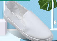 Chaussures de travail basses en toile blanche pour hommes (modèle mi-montant / conception élastique double face)