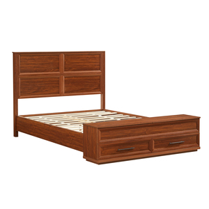<b>Queen</b> <b>Size</b> <b>Bed</b> With Storage Bench 4 Drawer Walnut Modern Bedroom Furniture - Product Image 5