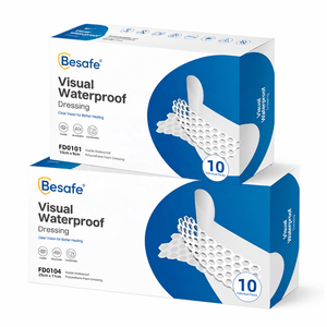 Apósito médico transparente <span class=keywords><strong>Besafe</strong></span>, película visual impermeable, apósito médico de 10*9cm, autoadhesivo, para heridas, almohadilla absorbente - Product Image 1
