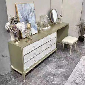 Modern <b>Bedroom</b> Dresser Set with Mirror Wooden Dressing Table Set Adjustable <b>Vanity</b> Desk - Product Image 4