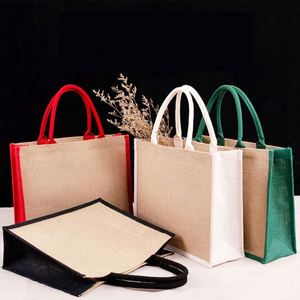 Bolsa de Yute Personalizada con Logotipo, Ecológica, para Regalos Publicitarios, con Costuras de Color, Bolsa de Compras de Yute en Blanco - Product Image 6