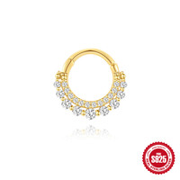 YW 8mm S925 cincin tindik hidung perak murni, Perhiasan Tubuh anting-anting simpai untuk wanita