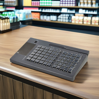 Venta caliente 63 teclas programable USB lector de tarjetas de banda magnética POS teclado al por menor caja registradora magnética para sistemas POS