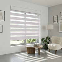 Persianas Zebra ZSTARR con Cubierta Cuadrada, Riel Superior de Lujo, Cortinas con Bandas Ajustables, Tela en Capas para Privacidad en la Sala de Estar