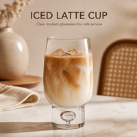 Tasse à café et verre à latte glacé en verre cristal moderne pour cocktails, jus, café, restaurant, bar OEM ODM