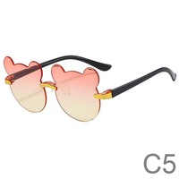 Nuevas gafas de sol redondas sin montura con orejas de oso bonitas a la moda para niños de alta calidad se pueden personalizar al por mayor