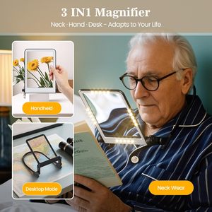 Loupe portable, design léger, éclairage LED pour l'image, autonomie de la batterie de 80h pour la lecture quotidienne des journaux, travaux fins - Product Image 5