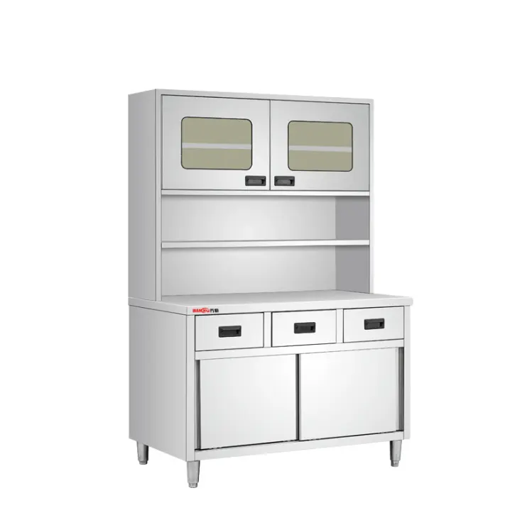 Restoran paslanmaz çelik endüstriyel depolama çalışma masası gıda çekmeceli dolap & Overshelf kabine otel mutfak ekipmanları