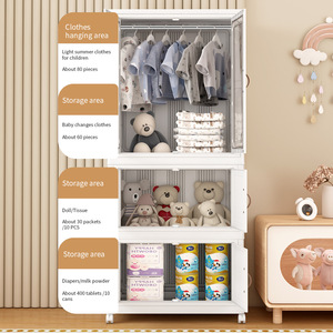 <span class=keywords><strong>Armadio</strong></span> Moderno per Camera da Letto dei Bambini, Guardaroba in <span class=keywords><strong>Plastica</strong></span> <span class=keywords><strong>Bianco</strong></span> Pieghevole per Bambini - Product Image 5