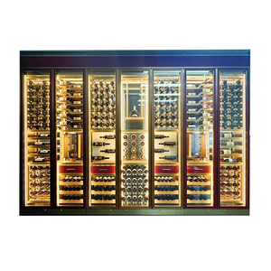 Estante de madera para vino DIY con función de refrigeración, estante de exhibición de estilo de panel para uso de muebles de bodega en el hogar - Product Image 1