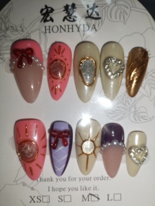<span class=keywords><strong>Uñas</strong></span> Postizas Francesas Reutilizables de Alta Calidad, Forma Almendrada Cuadrada, Flores Tridimensionales Talladas, <span class=keywords><strong>Color</strong></span> Café, Venta al Por Mayor - Product Image 5
