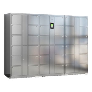 Stainless Steel Smart <b>Locker</b> With Facial Recognition Card Swipe Fingerprint Password Mobile <b>Storage</b> Standing Type Rectangle - Product Image 1