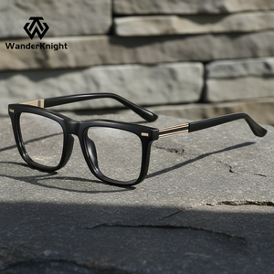 Nouvelles montures de lunettes pour hommes avec logo personnalisé, vente en gros, montures TR de haute qualité, lunettes noires, lunettes carrées de <span class=keywords><strong>luxe</strong></span>, mode, 84007 - Product Image 1