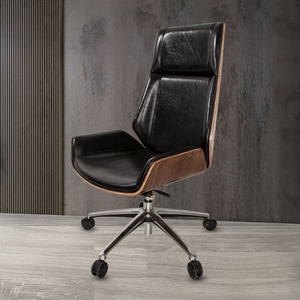 Fauteuil de bureau de direction ergonomique en cuir noir, pivotant, moderne et luxueux, pour grossistes - Product Image 6