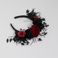 Mahkota Bunga Mawar Buatan Gaya Gothic Gelap untuk Pesta Pernikahan, Pesta Topeng, Cosplay, Aksesoris Rambut, Grosir Cina