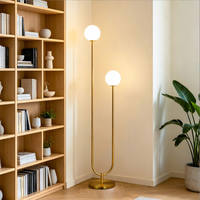 Lampe sur pied double globe lunaire minimaliste nordique, lumière d'ambiance de luxe pour chambre à coucher, salon et salle à manger
