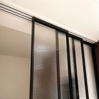 Porte coulissante intérieure de luxe en alliage d'aluminium avec verre trempé, bordure ultra-fine, pour cuisine ouverte, dressing ou séparateur de pièce