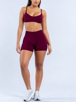 Ensemble de yoga QIFA 0322+0301 pour femmes : soutien-gorge de sport + short push-up, vêtements de fitness, vêtements de sport, vêtements de course à pied, Conjunto De Yoga