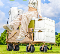 Chariot de camping pliable grande capacité avec auvent et table intégrée, chariot tout-terrain pour événements extérieurs et stands de marché